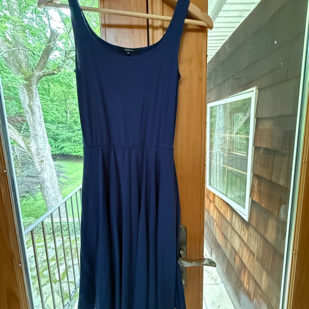 Quince XS Tencel Jersey Fit & Flare Mini Dress in Navy